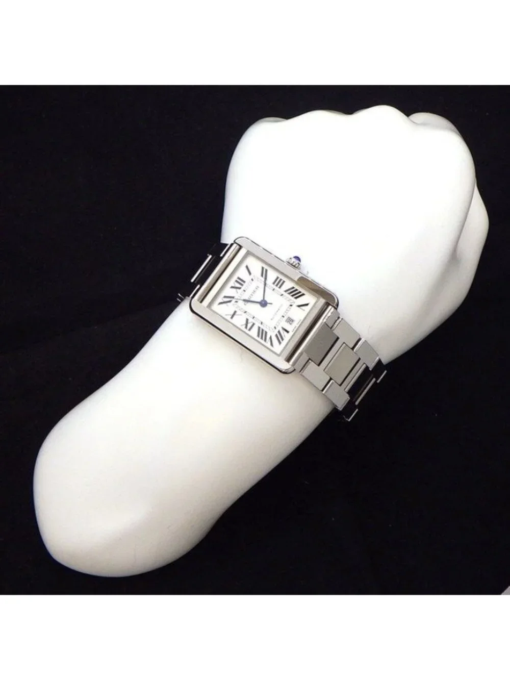 Cartier Watch Tank Solo XL Rectangular Silver Dial Roman Index Date SS Automatic